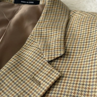 Chaps Ralph Lauren 100% Silk Mens 46L Houndstooth 2 Button Sports Coat Blazer  - Image 1 of 4