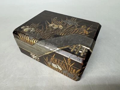 Y8846 CAJA Kourin Makie Pequeño Accesorio Estuche Japón Antiguo Contenedor de Almacenamiento Foto 1 de 4