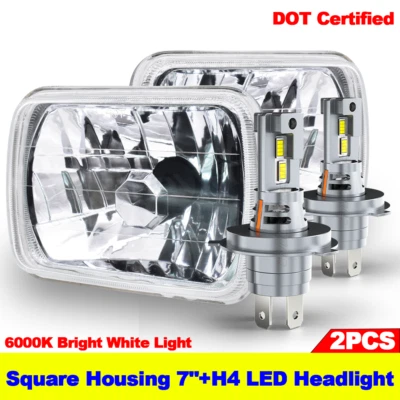 Par de faros LED de haz alto/bajo DOT 5x7" 7x6 pulgadas aptos para camioneta Jeep J10 J20 1974-1988 Foto 1 de 4