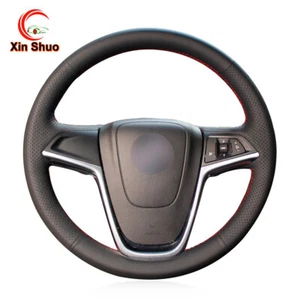 Black Artificial Leather Steering Wheel Cover for Opel Astra J Meriva B Zafira C - Picture 1 of 5