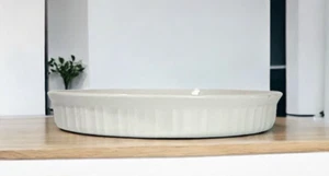 Corning Ware F-3-B Quiche Dish 10" Round White Baking Pan Vintage USA Ceramic - Picture 1 of 11