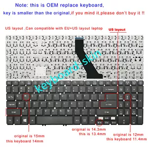 US Non-backlit Keyboard For Acer V15 Nitro,VN7-571G,VN7-571,VN7-591G,VN7-591 - Picture 1 of 6