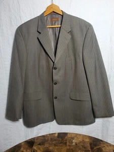 Tasso Elba Jacket Mens Size S44 Wool Grey Pin Stripe 3 Button Blazer TS63B40 - Picture 1 of 11