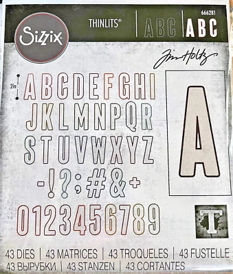 字母数字公告字母 Sizzix Thinlits 薄金属模具套装 Tim Holtz 著 — 第 1/3 张图片