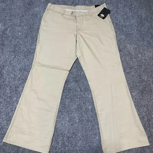 NEW Dickies Pants Womens 18 Tan Cotton Blend Slim Bootcut Flex Twill Casual - Picture 1 of 13