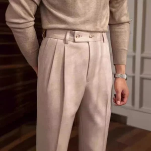 Hombres Pantalones Británicos Retro Negocios Nápoles Cortina Rectos Informales Pantalones Viajes - Imagen 1 de 24