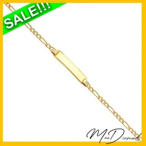 Authentic Italian 14K Yellow Gold ID Baby Bracelet Figaro Link Chain 1.800 Grams - Picture 1 of 4
