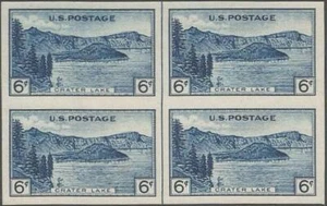 Block of 4 - Scott 761 - Imperf. NGAI - 6 cent - Crater Lake - 1935 - MLH - Picture 1 of 1