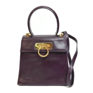 Salvatore Ferragamo Vala Gancini 2WAY borsa a tracolla borsa a mano pelle viola - Foto 1 di 16