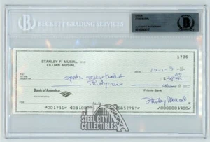 Stan Musial Autographed Check - BAS - Picture 1 of 1