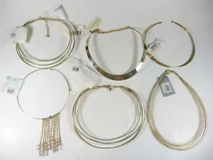 Lot of 6 Macys Assorted Choker Necklace Jewelry Gold Tone New With Original Tags - Picture 1 of 8