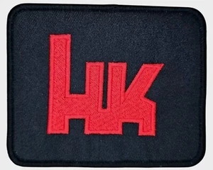 HK HECKLER & KOCH LOGO ARMAS DE FUEGO NEGRO ROJO MILITAR TÁCTICO HIERRO SOBRE MORAL PARCHE - Imagen 1 de 2