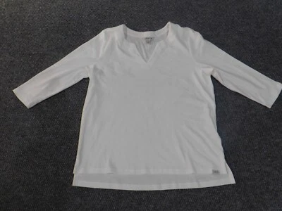 Orvis Camisa Mujer Mediana Blanca Jersey Elástico Cuello en V Informal Algodón Clásico Foto 1 de 4
