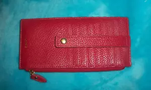 LODIS Red Pebble Leather Credit Card Holder - Stacker Wallet - Zip Top - Bild 1 von 8