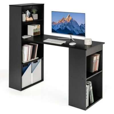 L-Shaped Desk Corner Computer Desks Gaming PC Office Workstation Storage Shelves - Image 1 of 4