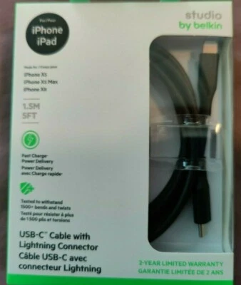 Studio by Belkin USB-C Cable with Fast connector | 5' | Black - Image 1 of 3
