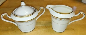 Mikasa Fine Ivory LAN16 COURTLAND Sugar Bowl w lid & Creamer Set Japan Excellent - Picture 1 of 4