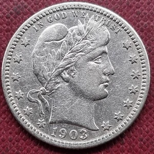 1903 Barber Quarter 25c Better Grade AU Details #84693 - Picture 1 of 2