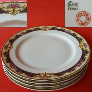 4 Ch. Platos de ensalada Field Haviland Limoges GDA Francia CHF918 7-5/8". Rosas. Azul - Imagen 1 de 12