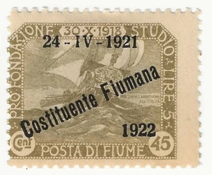 1922 Fiume - 45 c. oliva Soprastampato Costituente Fiumana MH* - Picture 1 of 1