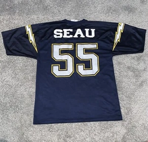 Junior Seau #55 San Diego Chargers Logo Athletic Football Jersey Blue Medium - Picture 1 of 8
