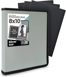 Album Photo 8X10 Reliure (Argent), 8 X 10 Photo & Art Portfolio Livre de Présentation - Photo 1/8