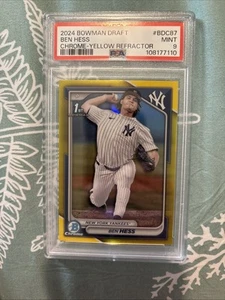 2024 Bowman Draft - Chrome Ben Hess #BDC-87 Yellow Refractor /75 (RC) PSA 9 - Picture 1 of 2