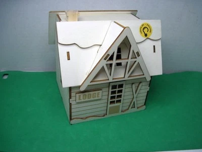 Scale Wooden Ski Lodge/ Cottage Bird House - Image 1 of 4