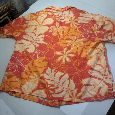 HILO HATTIE Para Hombres 2XL Vintage Tropical Floral Hawaiano Botón Naranja/Melocotón Foto 1 de 4