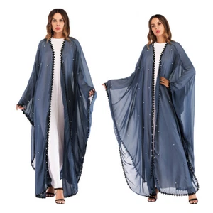 Dubai Damen muslimische offene Strickjacke Fledermausärmel locker Robe Abaya Kaftan Robe Posten - Bild 1 von 21