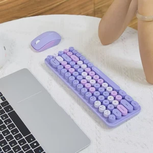 MOFII Wireless Keyboard Mouse Cute Colorful 68 Round Keycap Compact Set - Picture 1 of 20