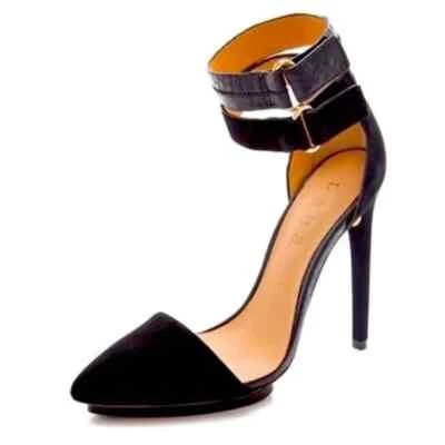 L.A.M.B Gwen Stefani каблук женщин 8,5 EUC кожи замши вкратце носок Stiletto черный - Изображение 1 из 4