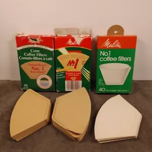 Melitta #1 Cone Coffee Filters Natural Brown+ White - 75+ Individual Filters - Picture 1 of 3
