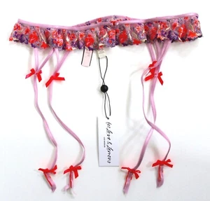 For Love & Lemons x Victoria's Secret Floral Bloom Lace Garter Belt Pink Size M - Picture 1 of 6