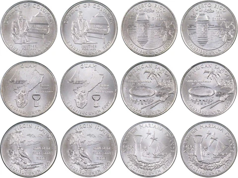 2009 P&D DC & U.S. Territories Quarter 12-Coin Set Uncirculated Mint State 25c Cover