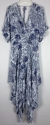 Maxi Vestido Lovestitch Kimono Manga Pañuelo Dobladillo Floral Para Mujer Mediano Nuevo Foto 1 de 4