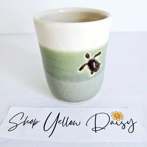 Handmade Ceramic Sea Life Ocean Turtle 3D Coffee Tea Mug Pottery - M379.2 - Picture 1 of 9