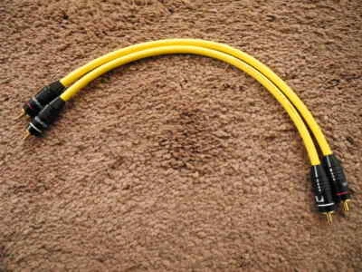 MOGAMI "YELLOWJACKET" CABLES 1FT PAIR, NAKAMICHI RCA, HAND CRAFTED, "REAL SOUND" - Image 1 of 4