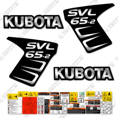 Kit de calcomanías para minicargadora Kubota SVL 65-2 (plata/negra personalizada) Foto 1 de 3