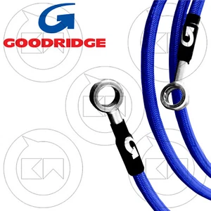 Goodridge Set Brake Pipes IN Braided Steel Diretti Blue Yamaha YZF 600 R6 2011 - Picture 1 of 2