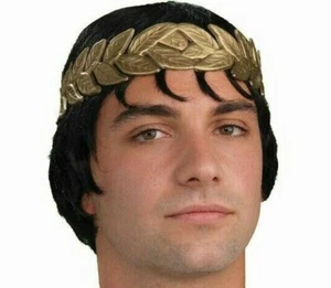 GOLD LAUREL LEAF HEADBAND Plastic Roman Caesar Greek Costume Toga Goddess Wreath - Picture 1 of 11