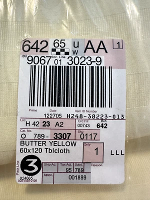 "New With Tags" Butter Yellow 60" by 120" Tablecloth $25 & Free Ship - Image 1 of 4