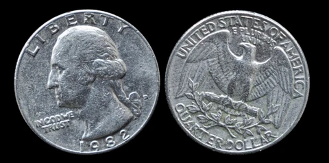 1982 D Washington Quarter, DDO Error in "In God We Trust" Filled D mint Cover