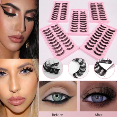 MARKENLOS 10Paar 3D Künstliche Wimpern Set 100% Eyelashes Damen Fake Lashes False Falsche