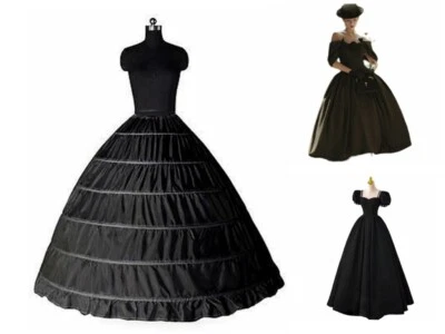Gotik Bchwarz Reifrock 6 Ringe TÜLLROCK Petticoat Unterrock Krinoline Brautkleid - Bild 1 von 3