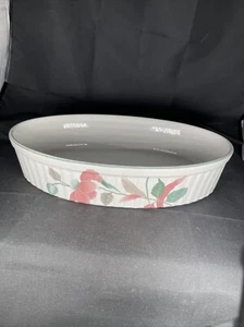 MIKASA Continental Silk Flowers Pattern #F3003 12" Ribbed Ultra Ceram Oval Baker - Picture 1 of 4