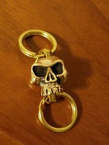 EDC Brass Carabiner Keychain Key Ring with Brass Skull