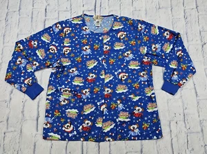 Comfy Cotton WOMENS SZ S Scrubs Medical Nursing Scrub Jacket Top Christmas Dogs - Picture 1 of 9