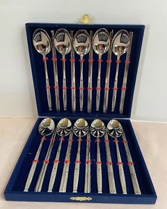Juego de 10 cucharas y palillos de sopa de acero inoxidable de colección estuche de terciopelo cada uno - Imagen 1 de 11