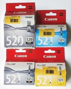 New ListingGenuine Canon PGI-520 BK + CLI-521 Black, Cyan & Yellow Ink Cartridges